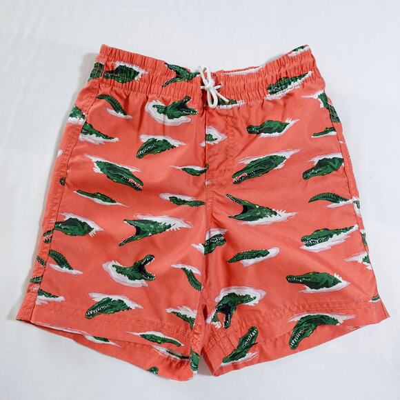 Old Navy Boys Alligator Swim‎ Trunks Size M 8 Coral Orange Novelty Print - Picture 1 of 11